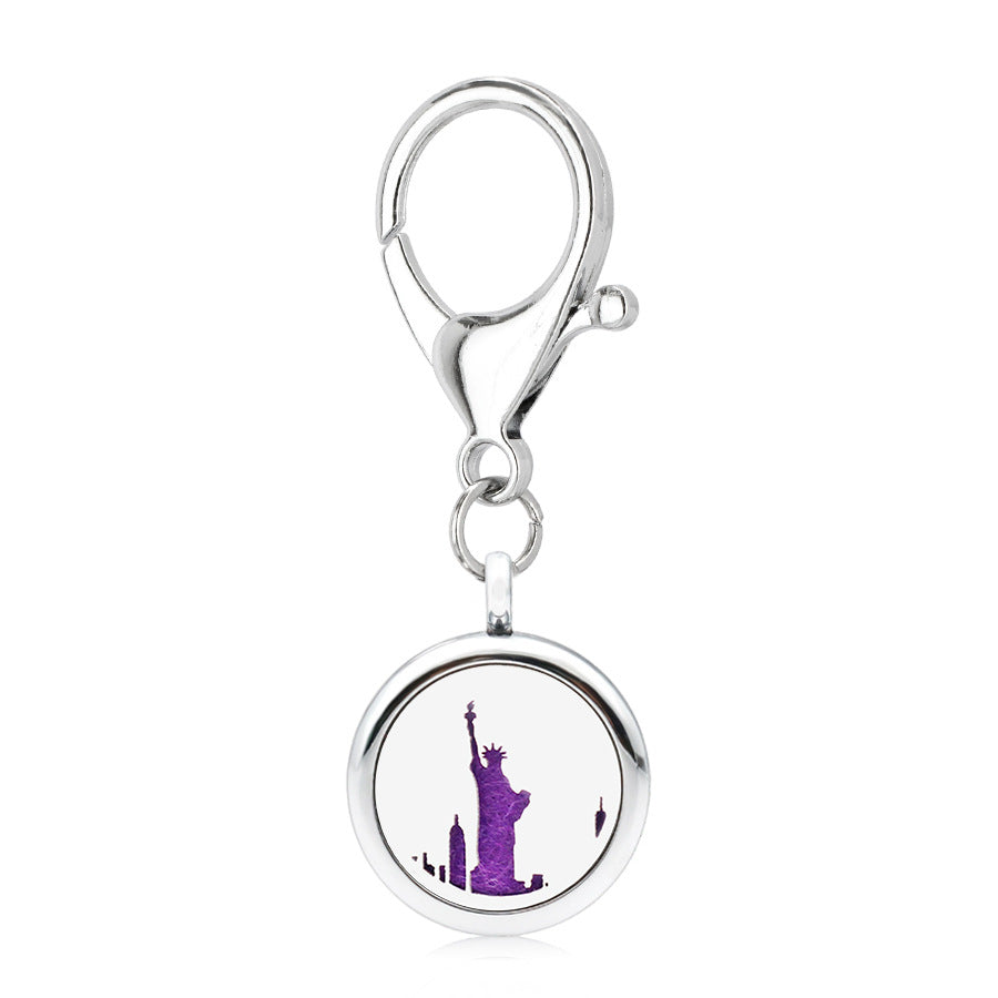 Wholesale Alloy 25MM Tree of Life Pink Ribbon Hollow Aromatherapy Essential Oil Keychain